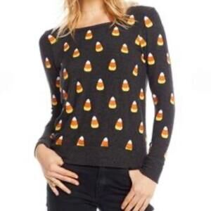 Women's candy corn Halloween Gothic sweater goth pullover shirt top size s